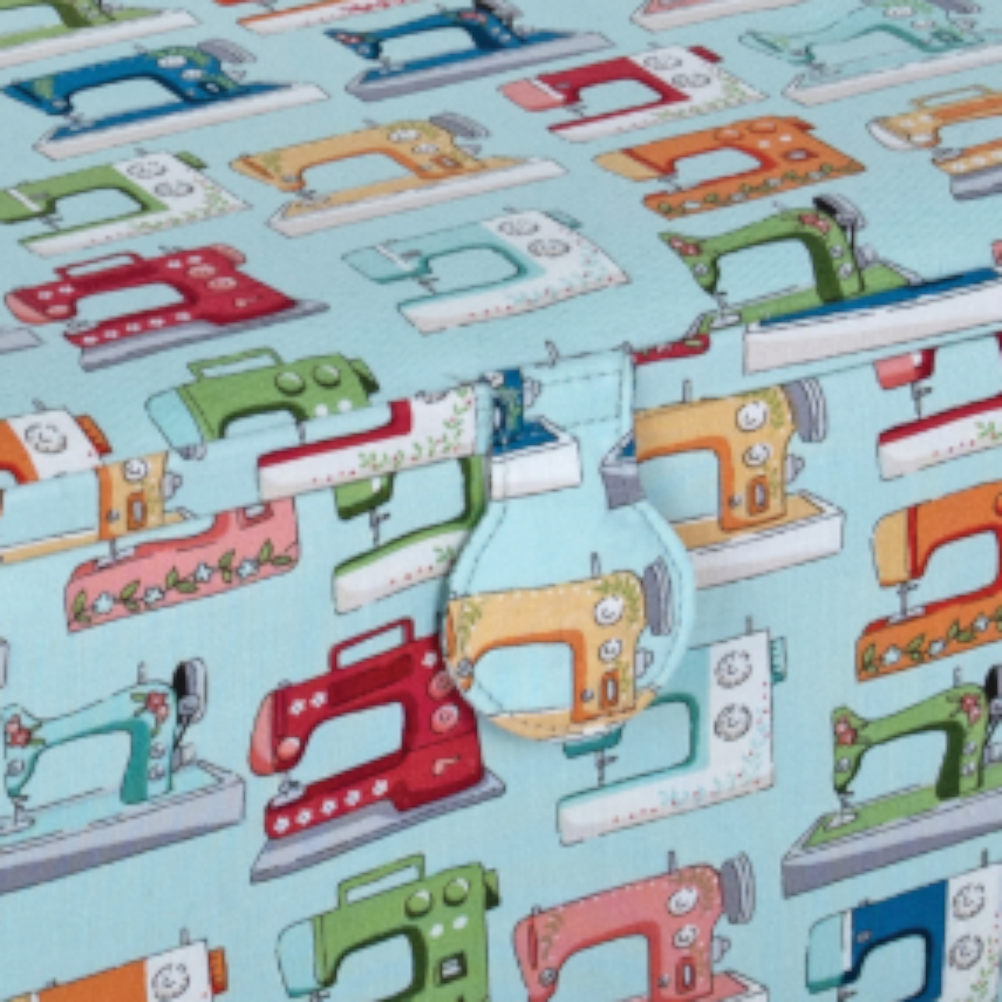 Large Sewing Box with Tray & Pin Cushion. Sewing Machines Design Cotton Fabric