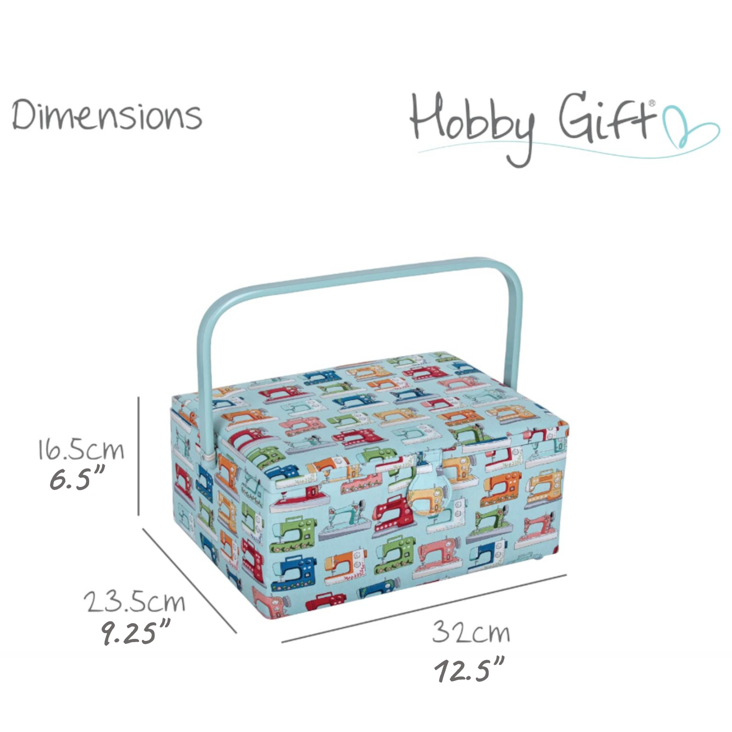 Large Sewing Box with Tray & Pin Cushion. Sewing Machines Design Cotton Fabric