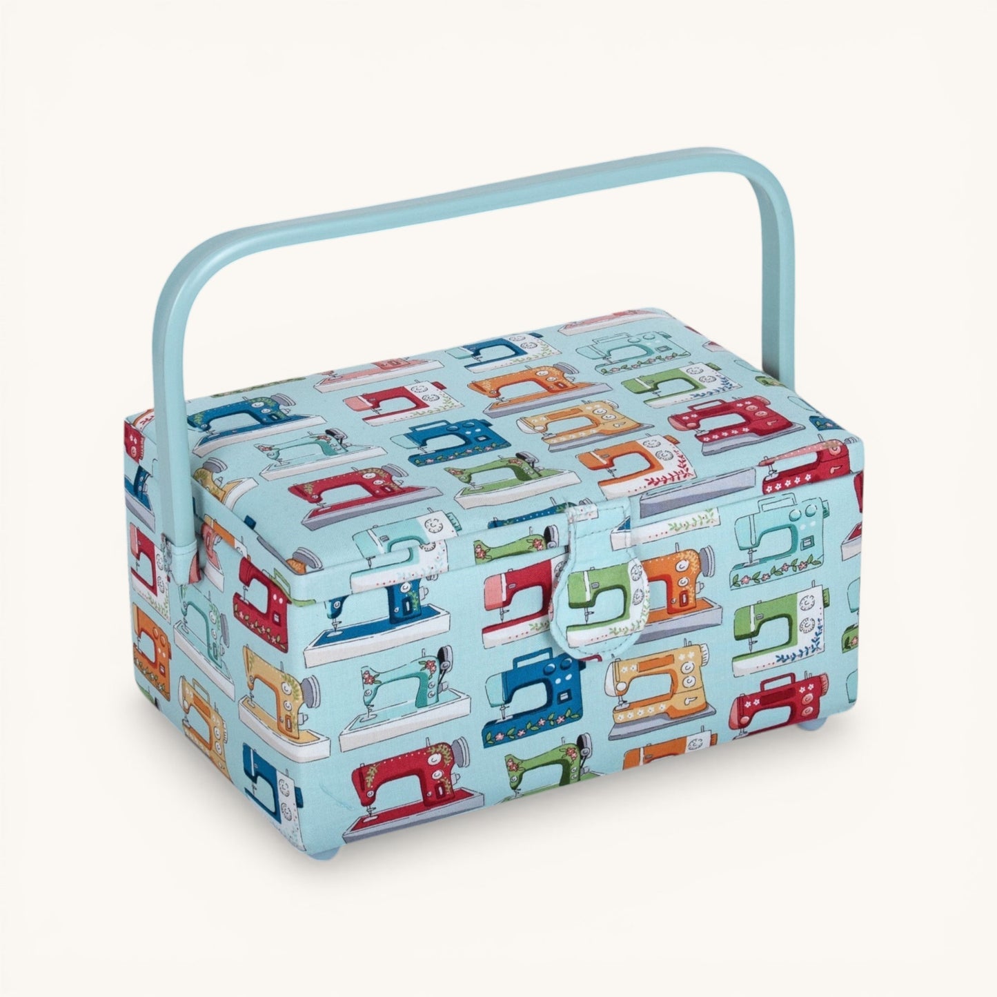 Medium Sewing Box with Tray & Pin Cushion. Sewing Machines Design Cotton Fabric (Copy)