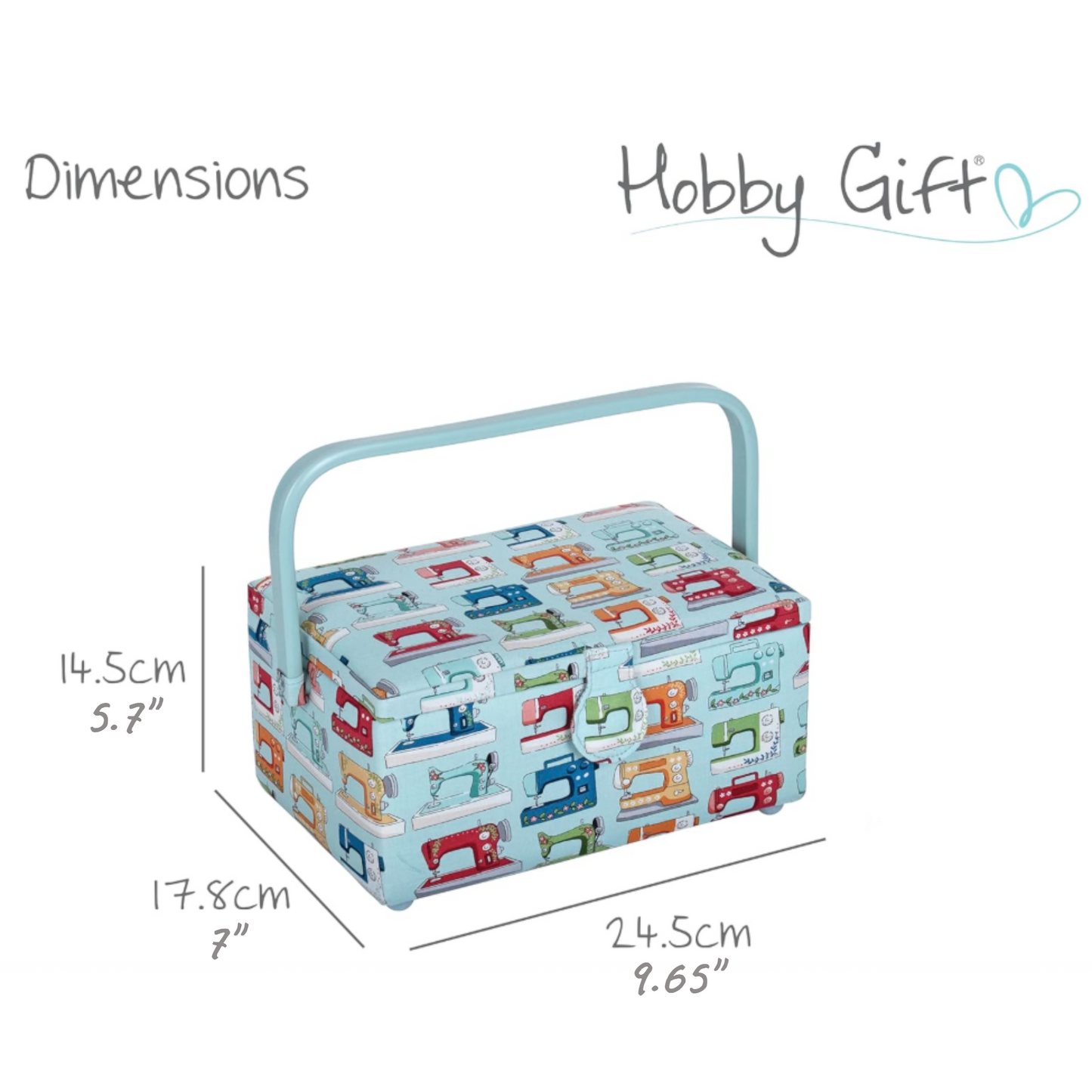 Medium Sewing Box with Tray & Pin Cushion. Sewing Machines Design Cotton Fabric (Copy)