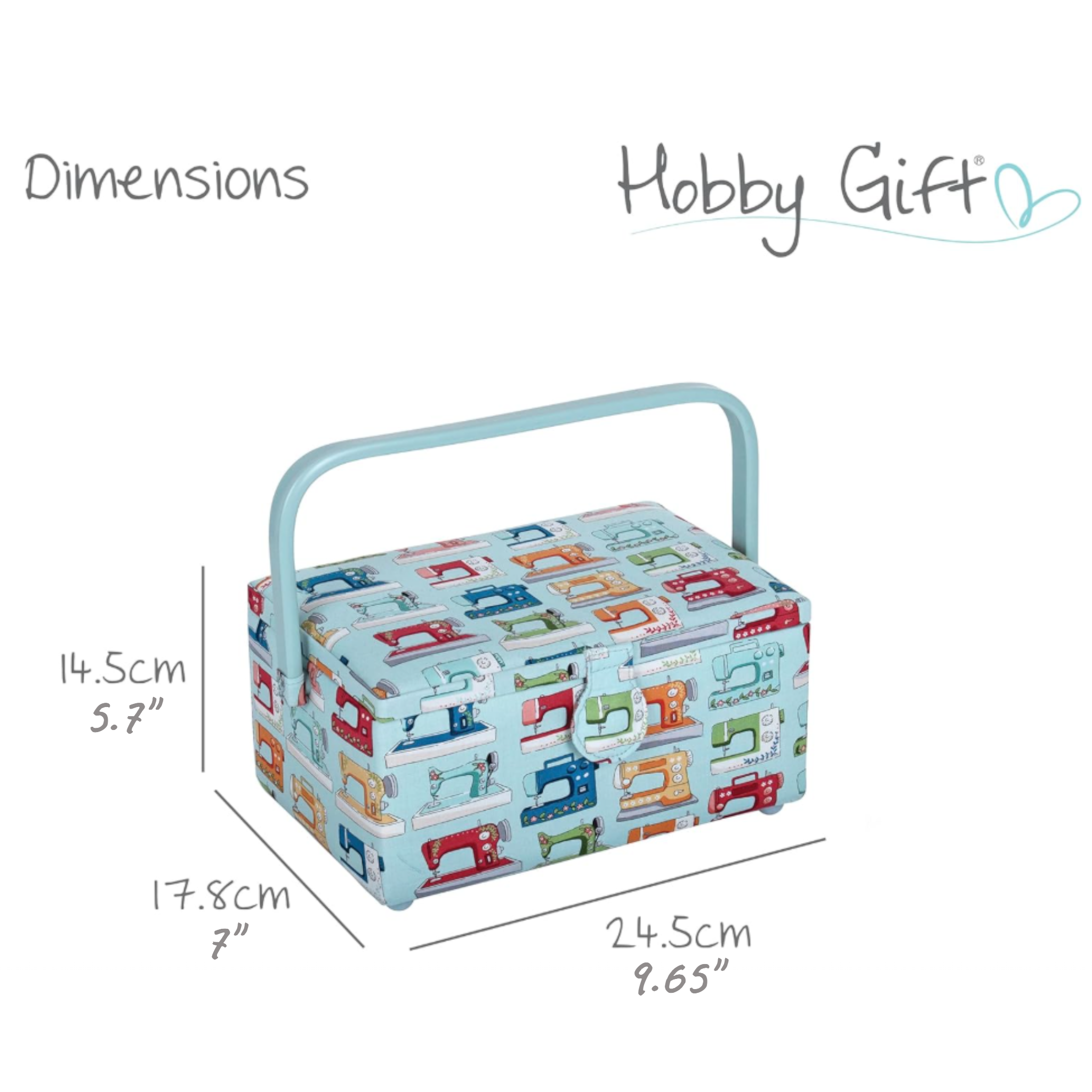 Medium Sewing Box with Tray & Pin Cushion. Sewing Machines Design Cotton Fabric (Copy)