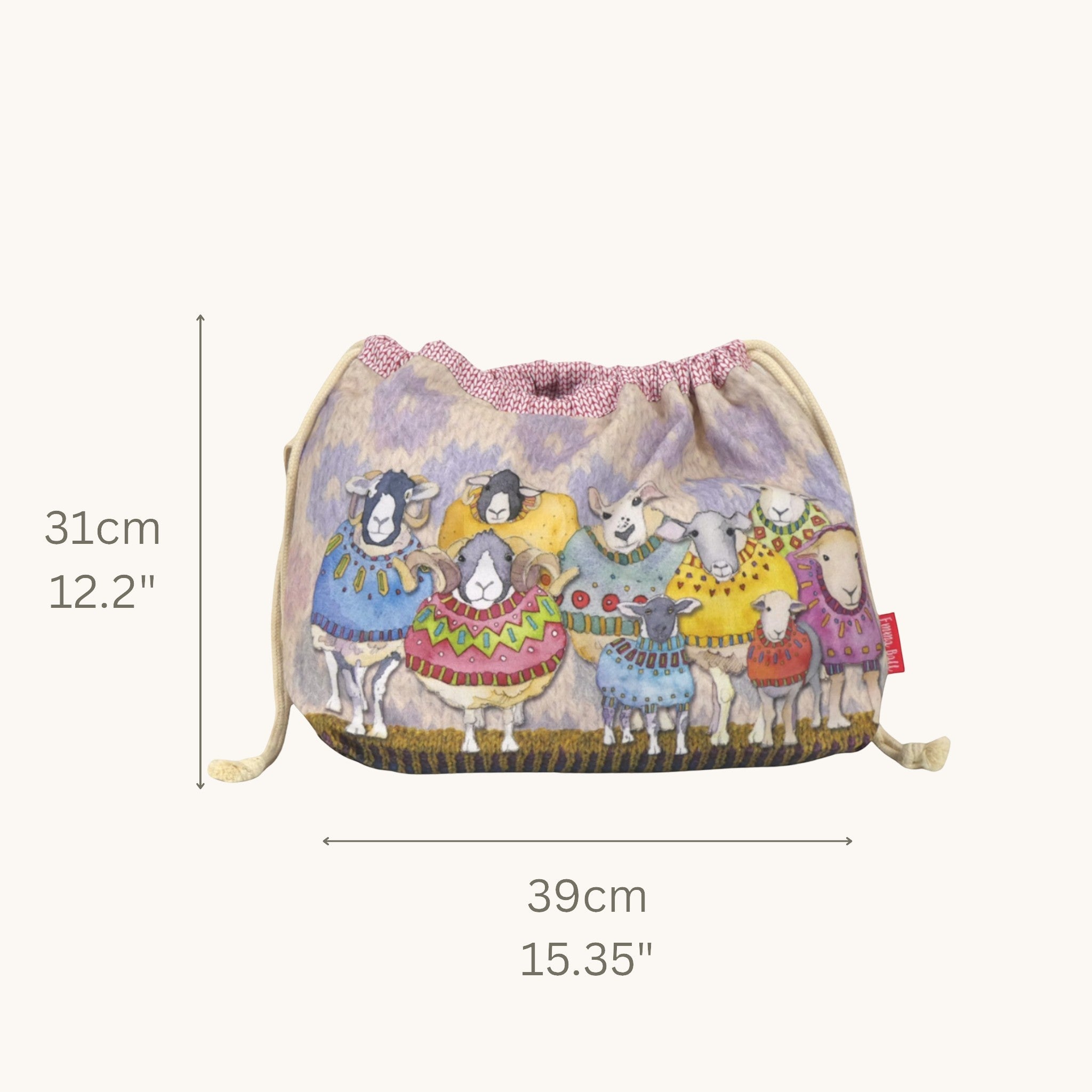 Emma Ball Sheep in Sweaters Drawstring Bag. Knitting & Crochet Yarn Storage