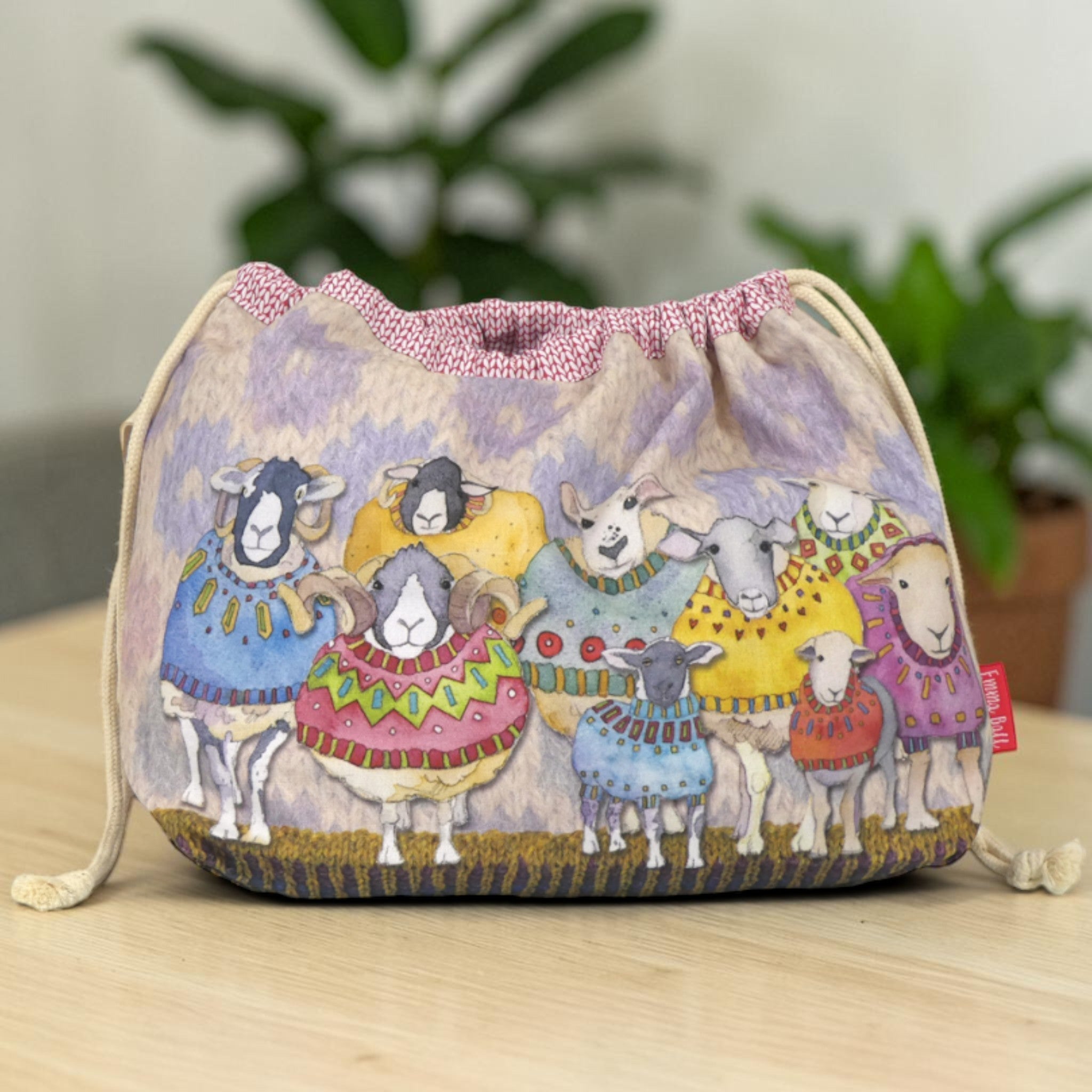 Emma Ball Sheep in Sweaters Drawstring Bag. Knitting & Crochet Yarn Storage