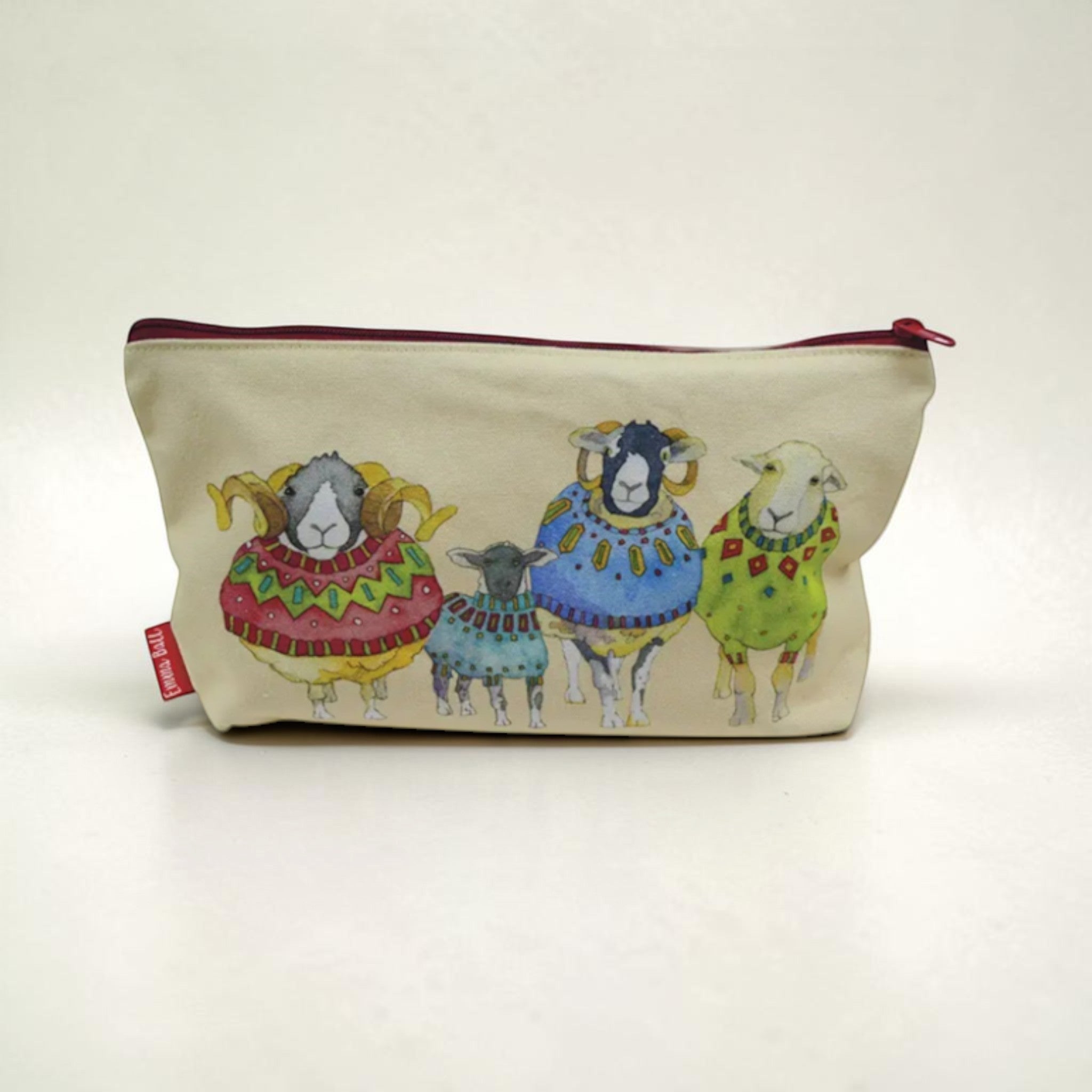 Sheep in Sweaters Pouch, Knitting Craft Storage, Cotton Canvas