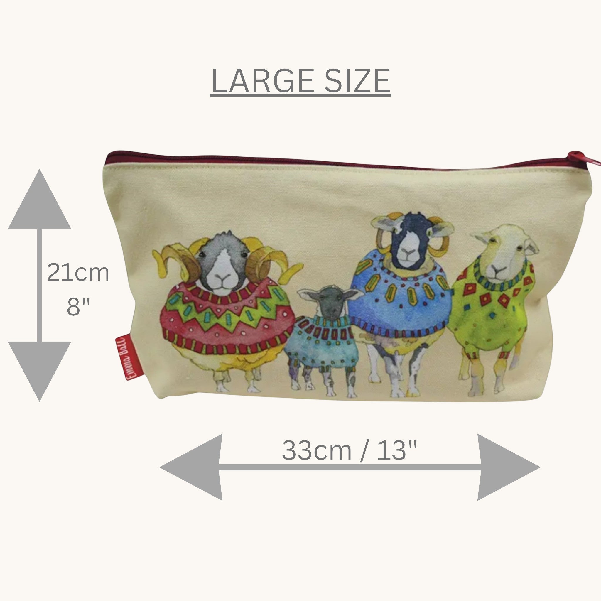 Sheep in Sweaters Pouch, Knitting Craft Storage, Cotton Canvas