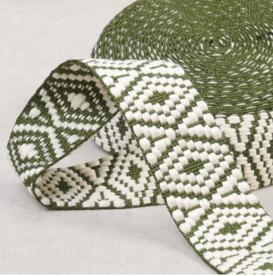 Ethnic Webbing 38mm Diamond Strap – Woven Bag Handle Trim – 5 Colours – 3m Lengths