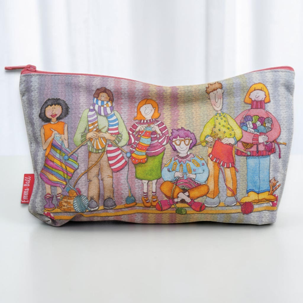 Yarn Club Zipped Pouch, Knitting Ladies Print, Craft Project Bag
