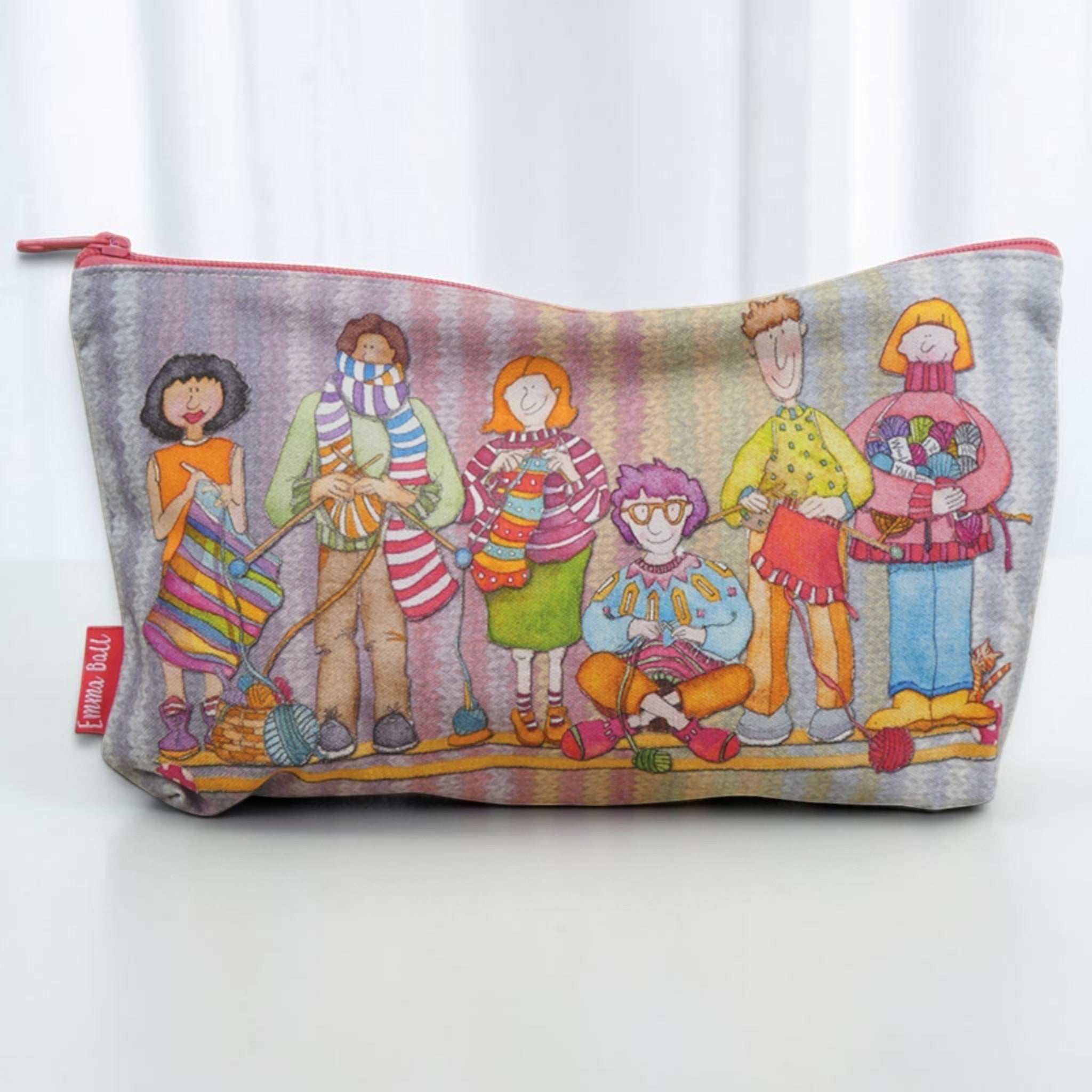 Yarn Club Zipped Pouch, Knitting Ladies Print, Craft Project Bag