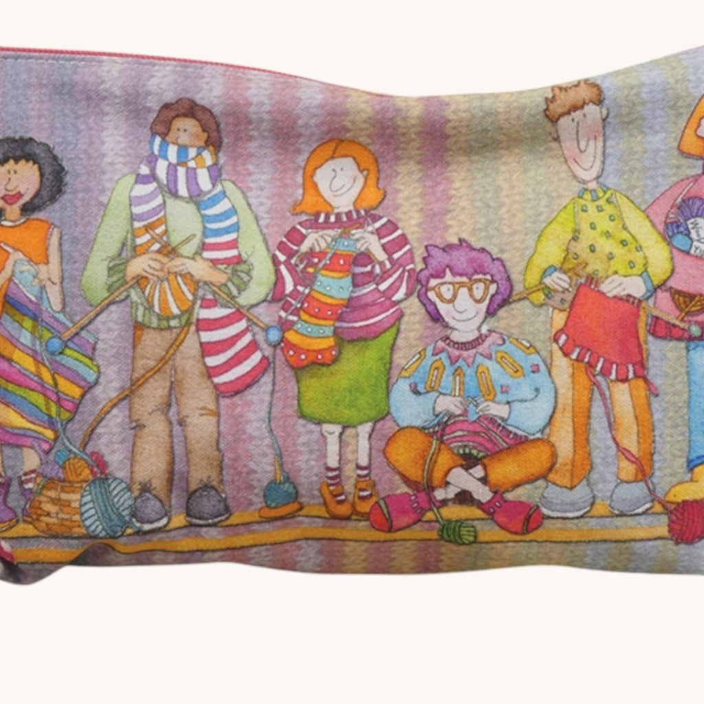 Yarn Club Zipped Pouch, Knitting Ladies Print, Craft Project Bag