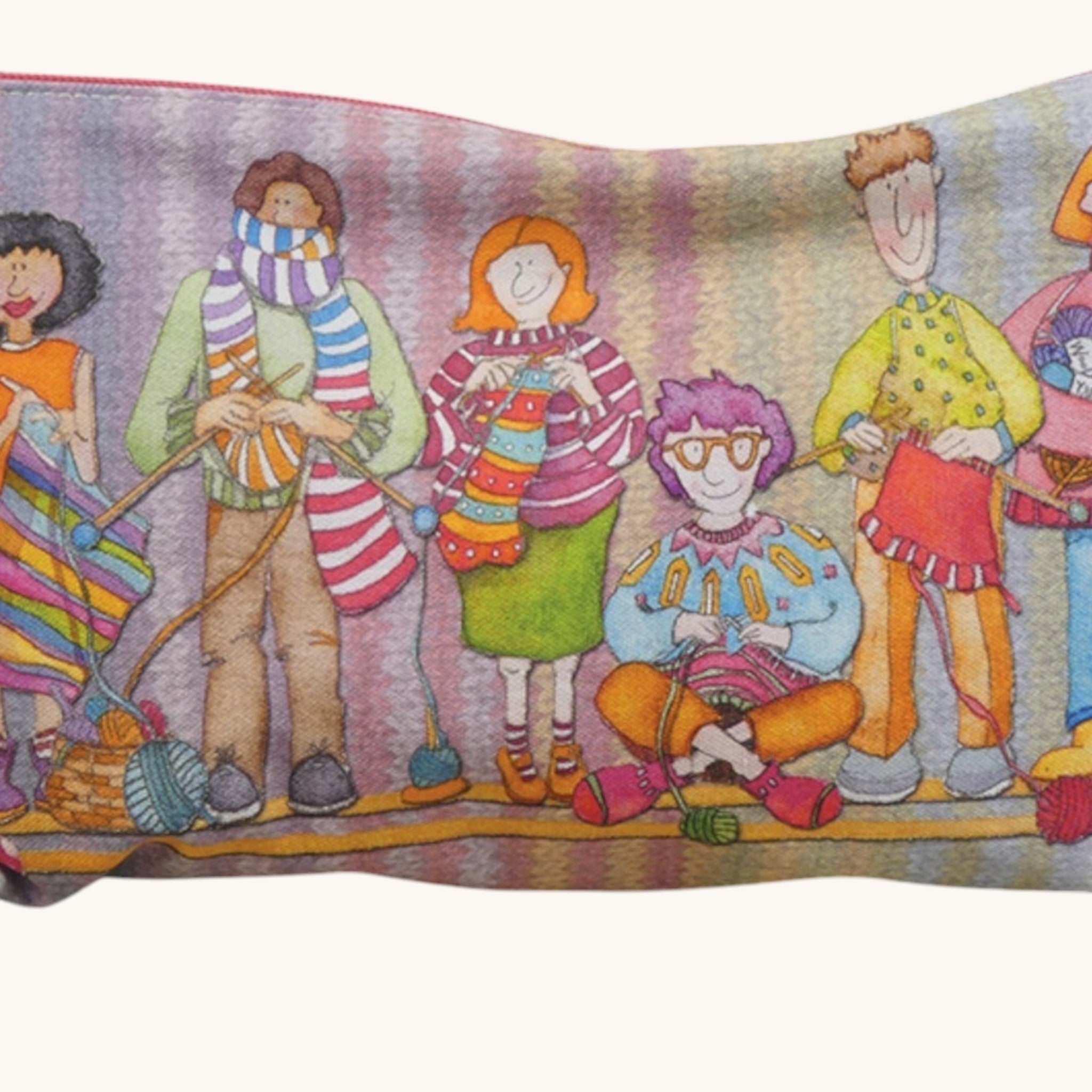Yarn Club Zipped Pouch, Knitting Ladies Print, Craft Project Bag