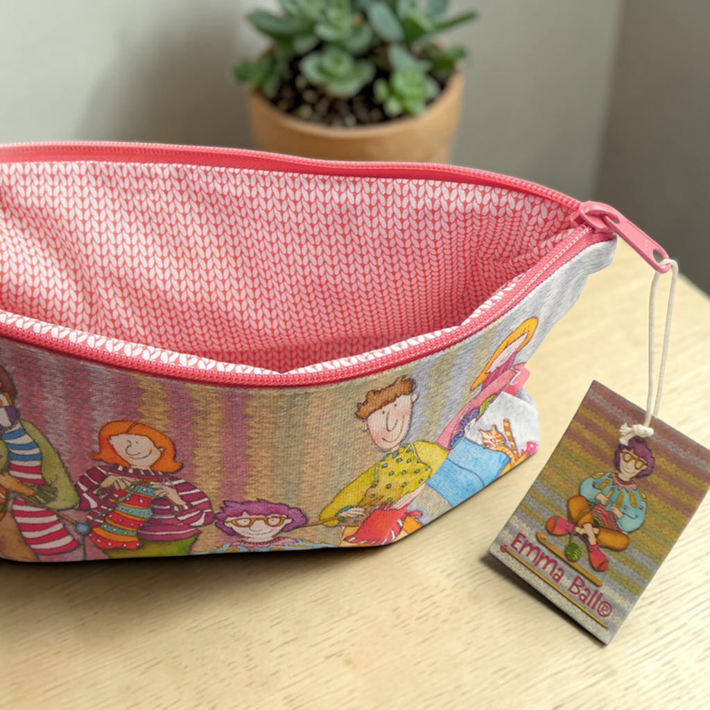 Yarn Club Zipped Pouch, Knitting Ladies Print, Craft Project Bag