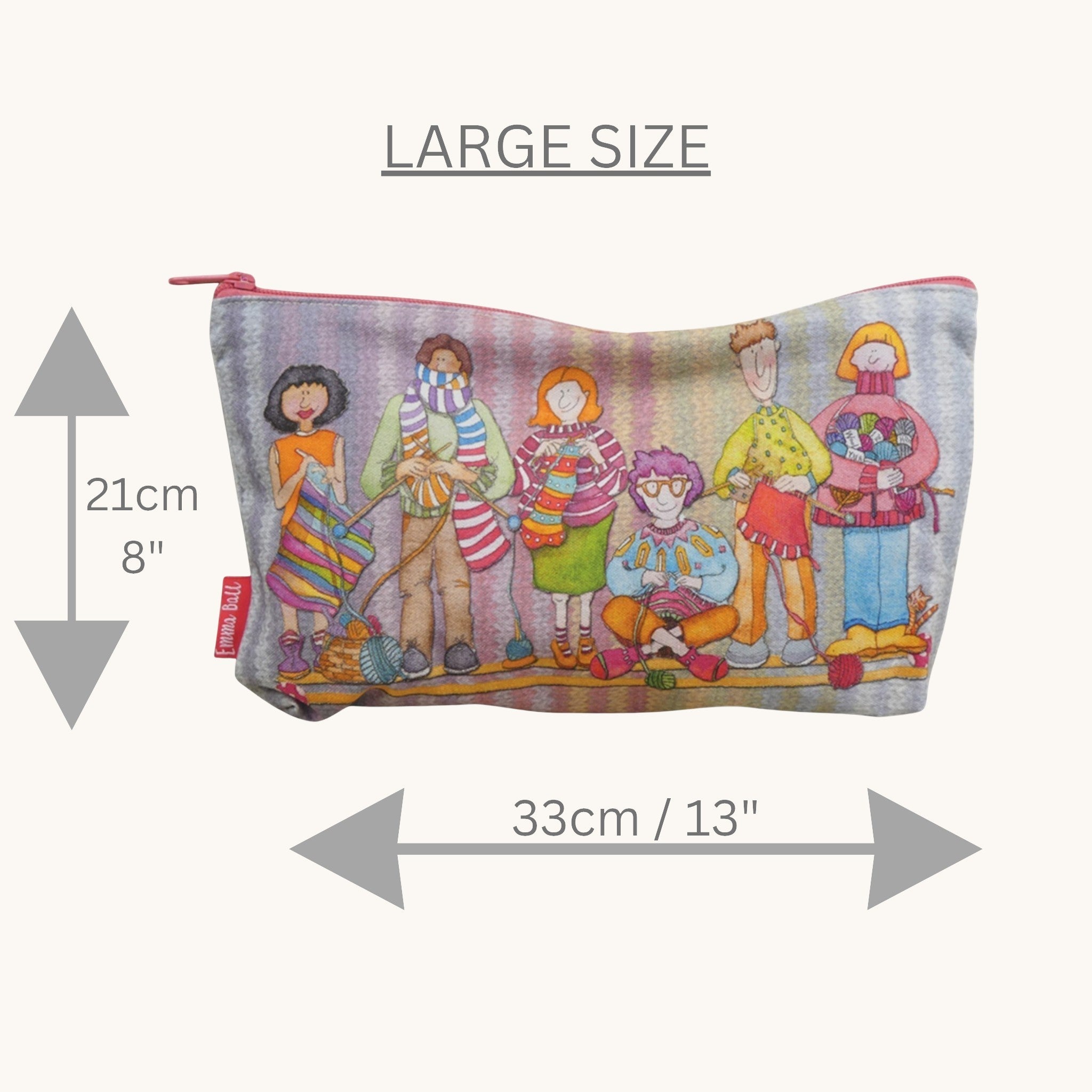 Yarn Club Zipped Pouch, Knitting Ladies Print, Craft Project Bag