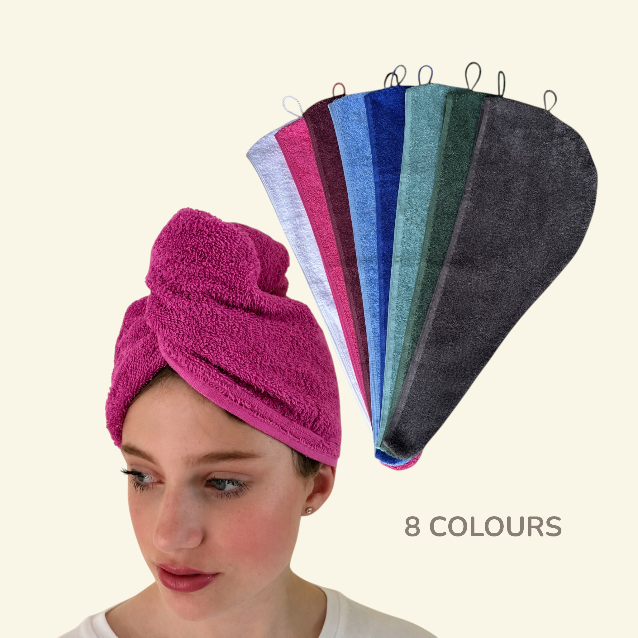 Turbietastic Luxury Cotton Hair Towel Wrap: 500gsm Thick Absorbent Turbie Towel