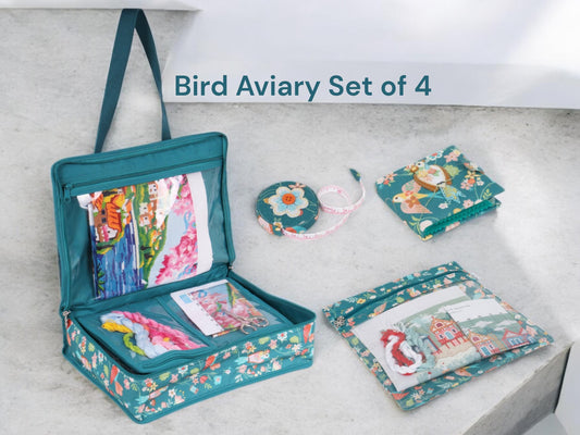 BIRD AVIARY CRAFT SET: Project Craft Bag, Project Pouch, Needle Case & Handy Tape Measure