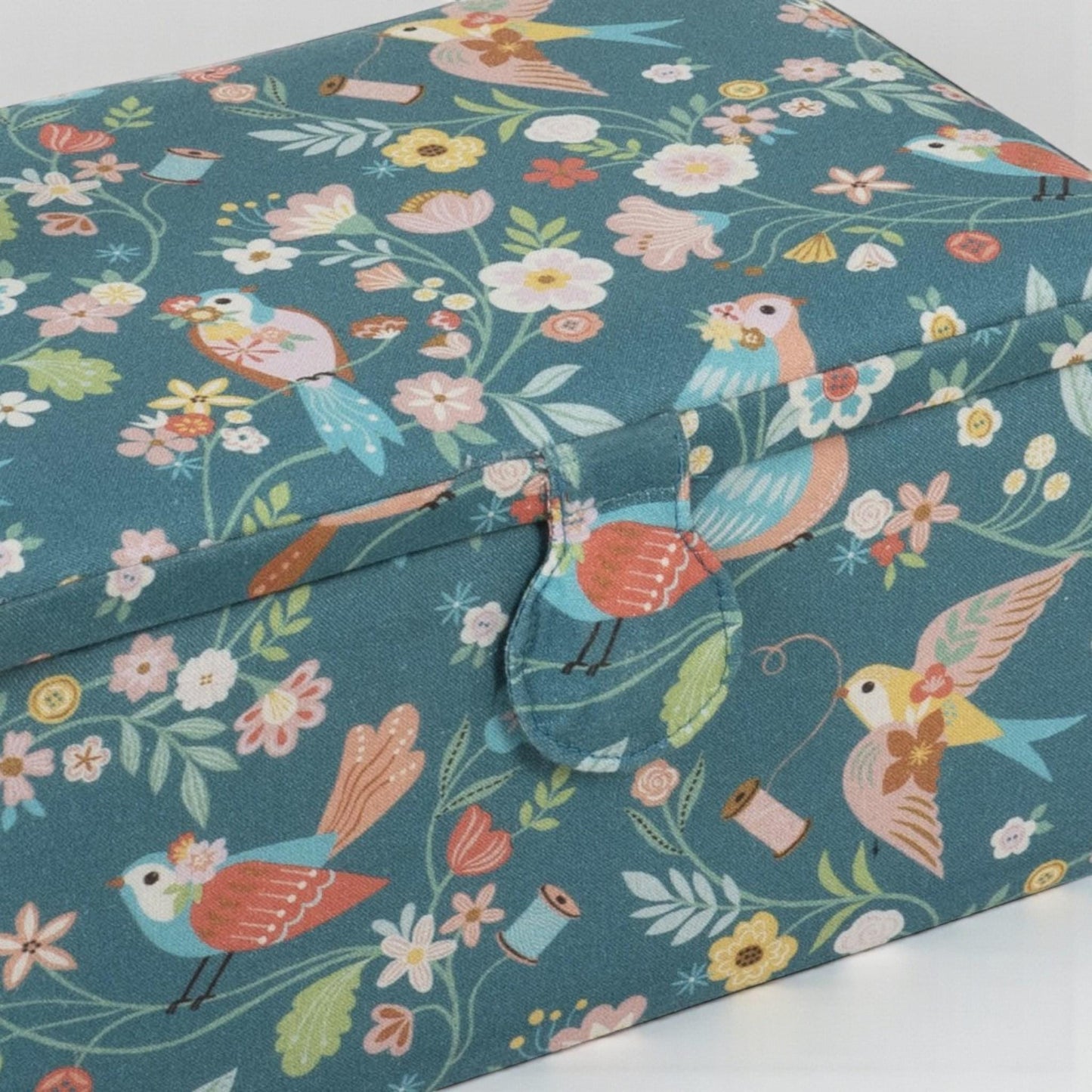 Medium Turquoise Bird Aviary Sewing Basket with Optional Sewing Accessory Kit