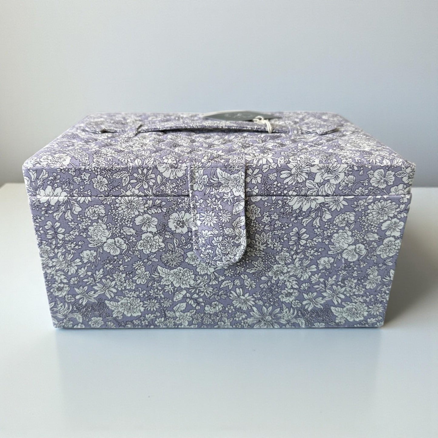 Liberty Sewing Box in Lilac & White Floral Cotton Print with Optional Sewing Kit Available