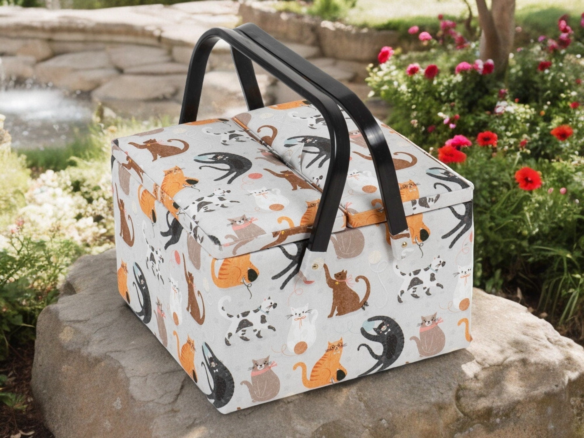 Cats Sewing Basket Set, Knitting Bag and Sewing Kit