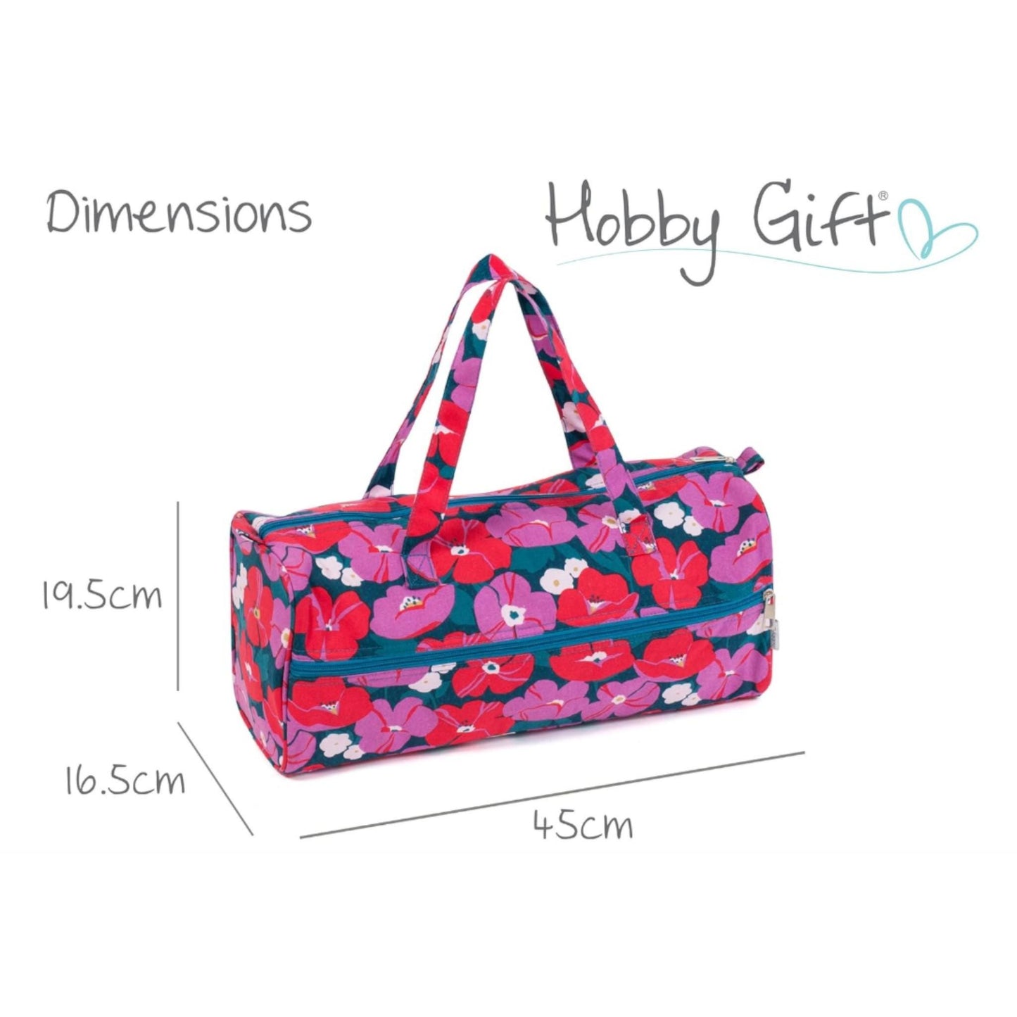 Modern Floral Knitting Bag – Cotton Yarn Storage with Zip Pocket & Handles