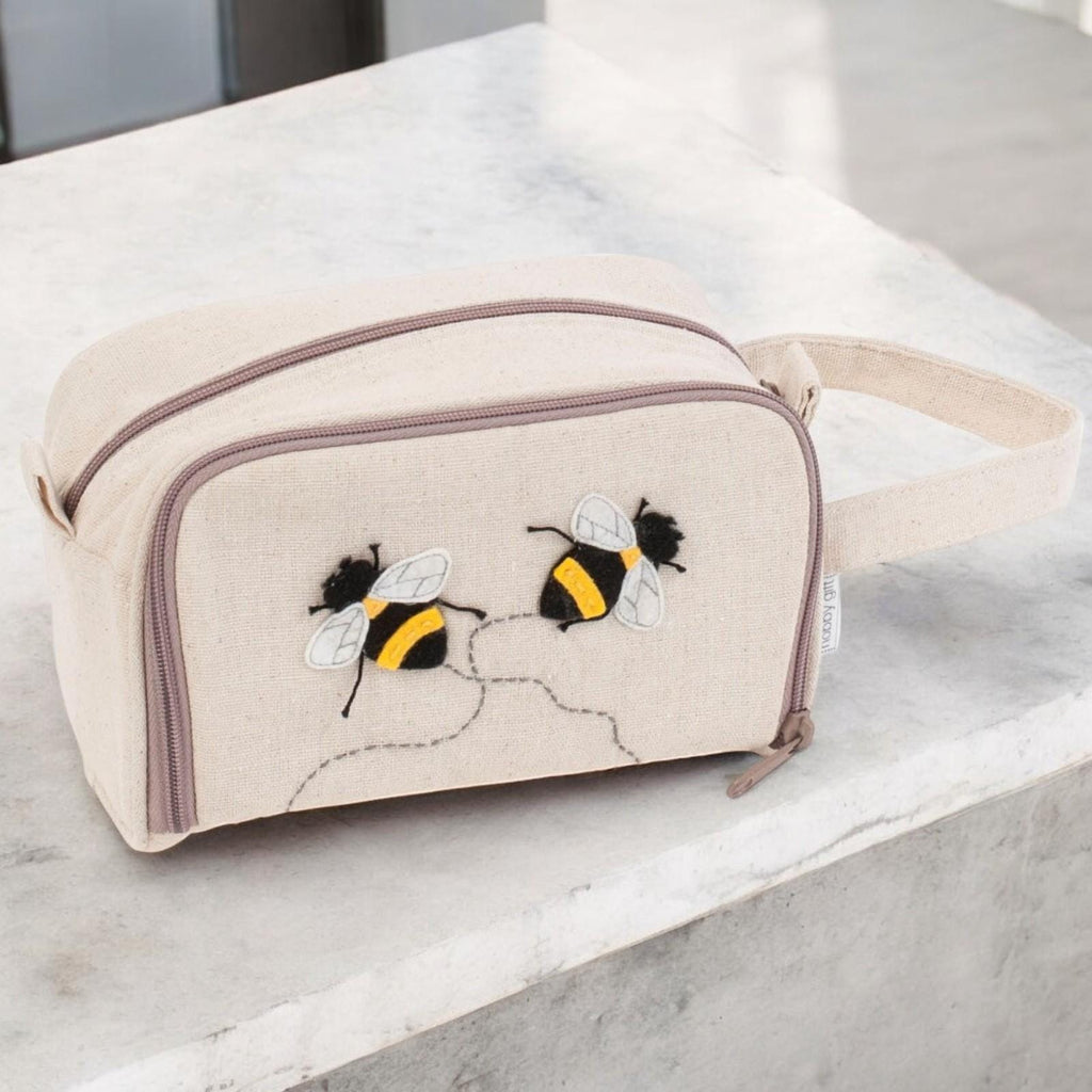 Crochet Bag Applique Bee Design with Crochet Hook Storage