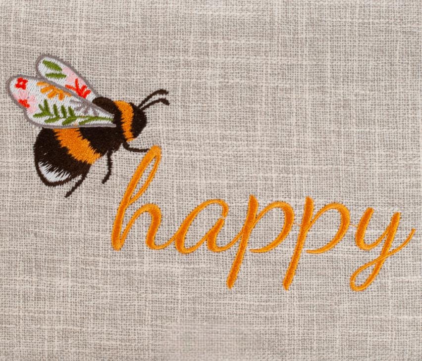 Bee Happy Embroidered Sewing Box with Optional Sewing Accessory Kit