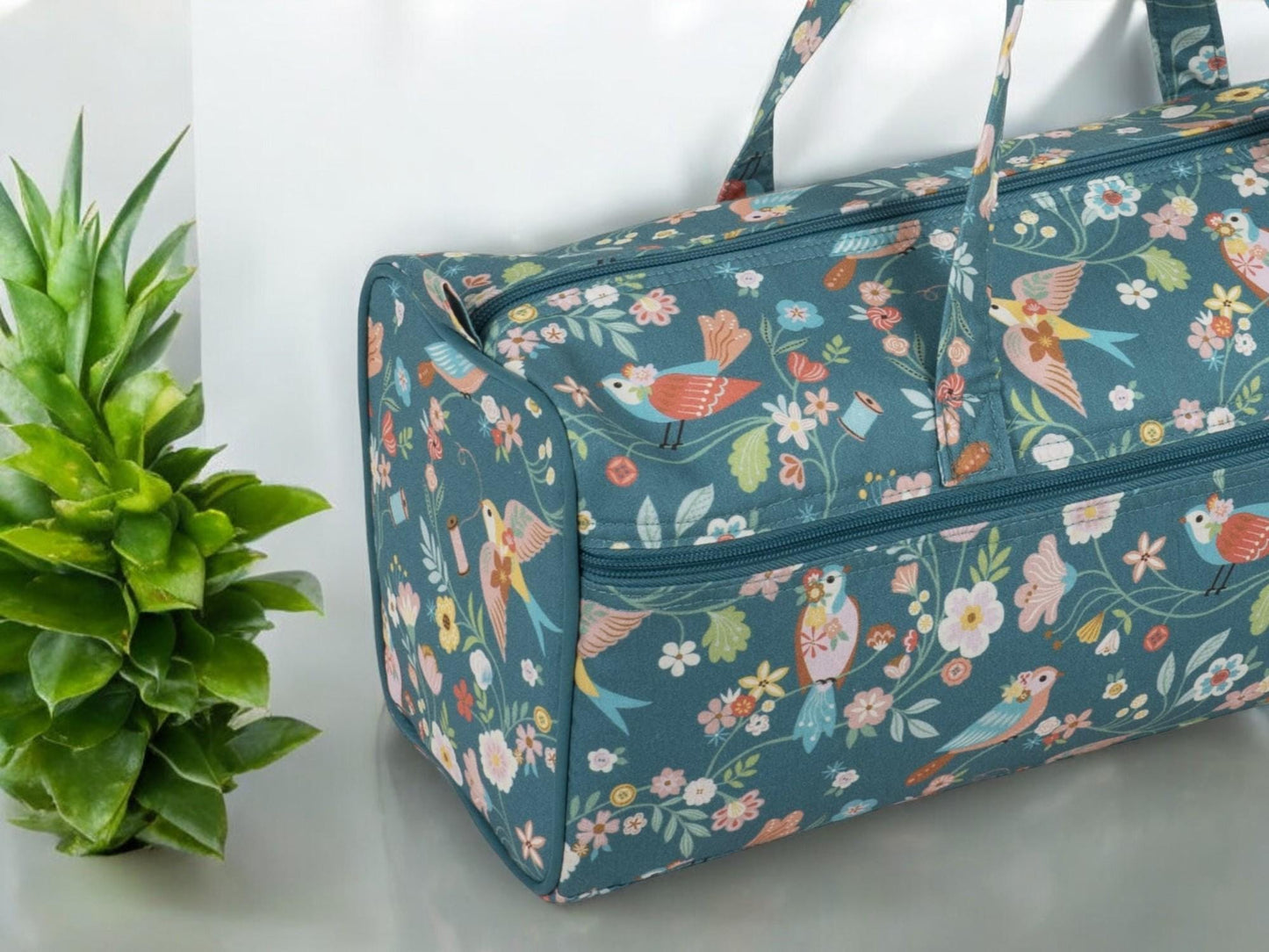 BIRD AVIARY SET: Long Knitting Bag, Needle Case and Handy Tape Measure