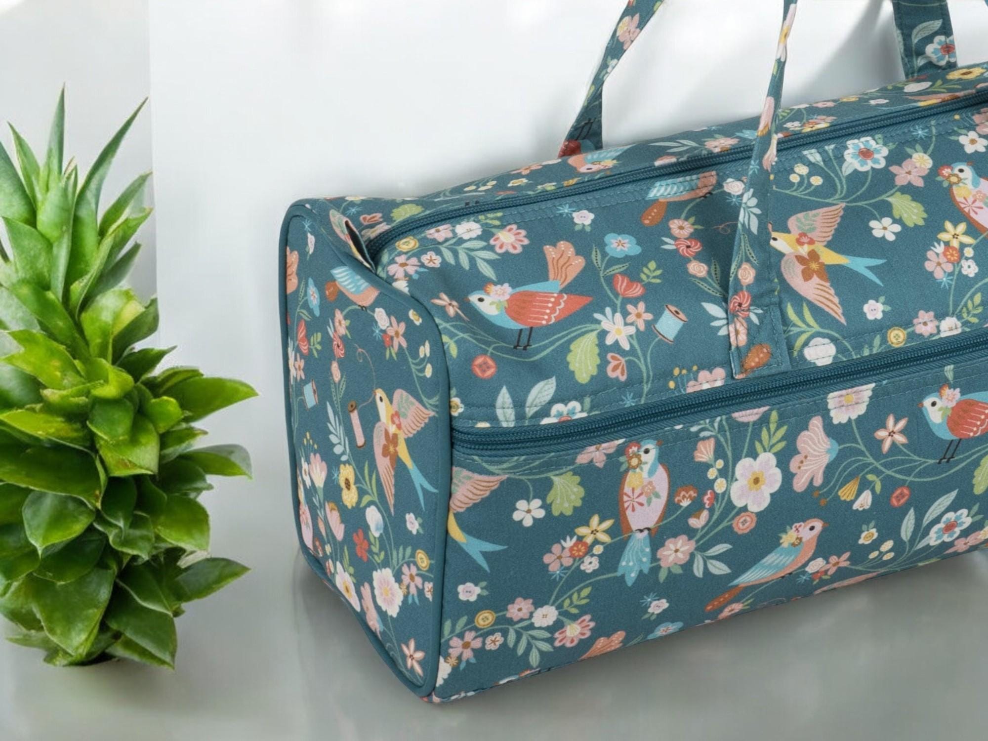 BIRD AVIARY SET: Long Knitting Bag, Needle Case and Handy Tape Measure