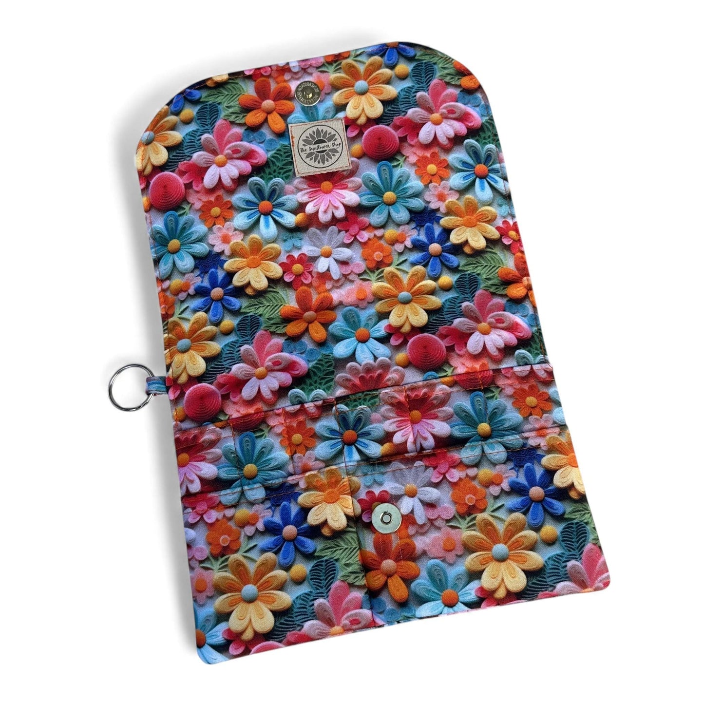 Crochet Hook Case – 6 Slots, 3D Effect Daisy Print, Handmade