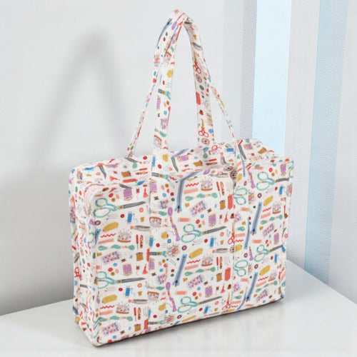 All-In-One Craft Project Bag. Sewing & Knitting Storage with Clear Inserts Haby Notions Fabric,
