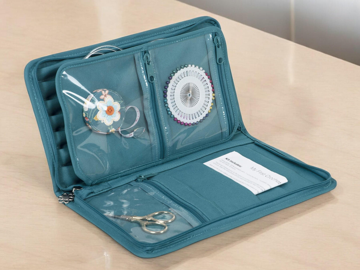 BIRD AVIARY SET: Interchangeable Needle Case, Scissors, Tape & Pin Rosette