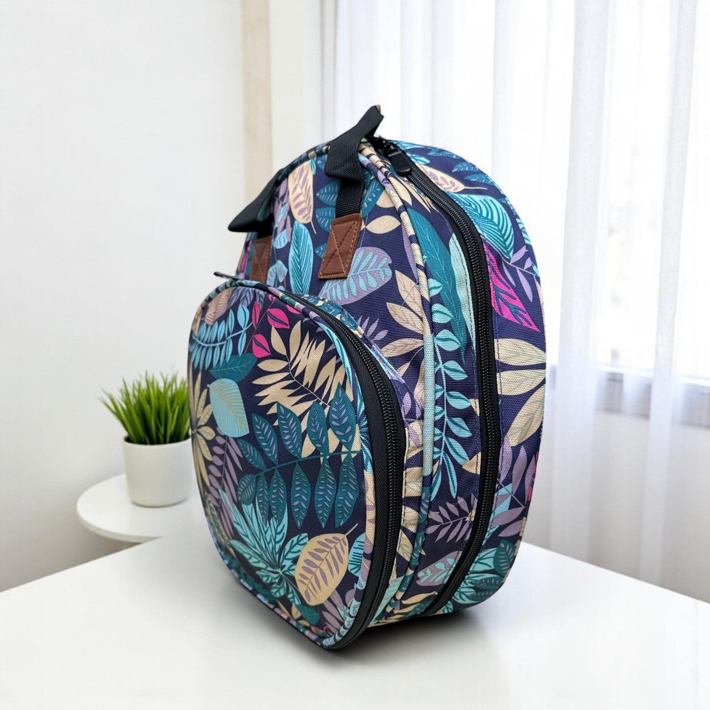 Circular Embroidery Hoop Bag Bold Leaf Pattern, Fits up to a 12 Inch Hoop
