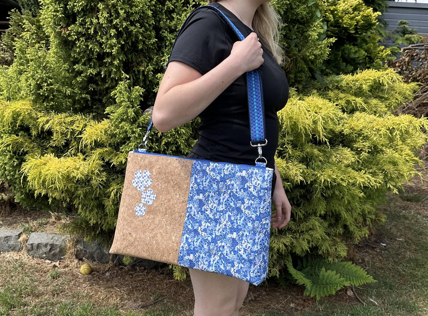 Liberty Laptop Bag with Shoulder Strap. Cork & Liberty Cotton Design. Padded