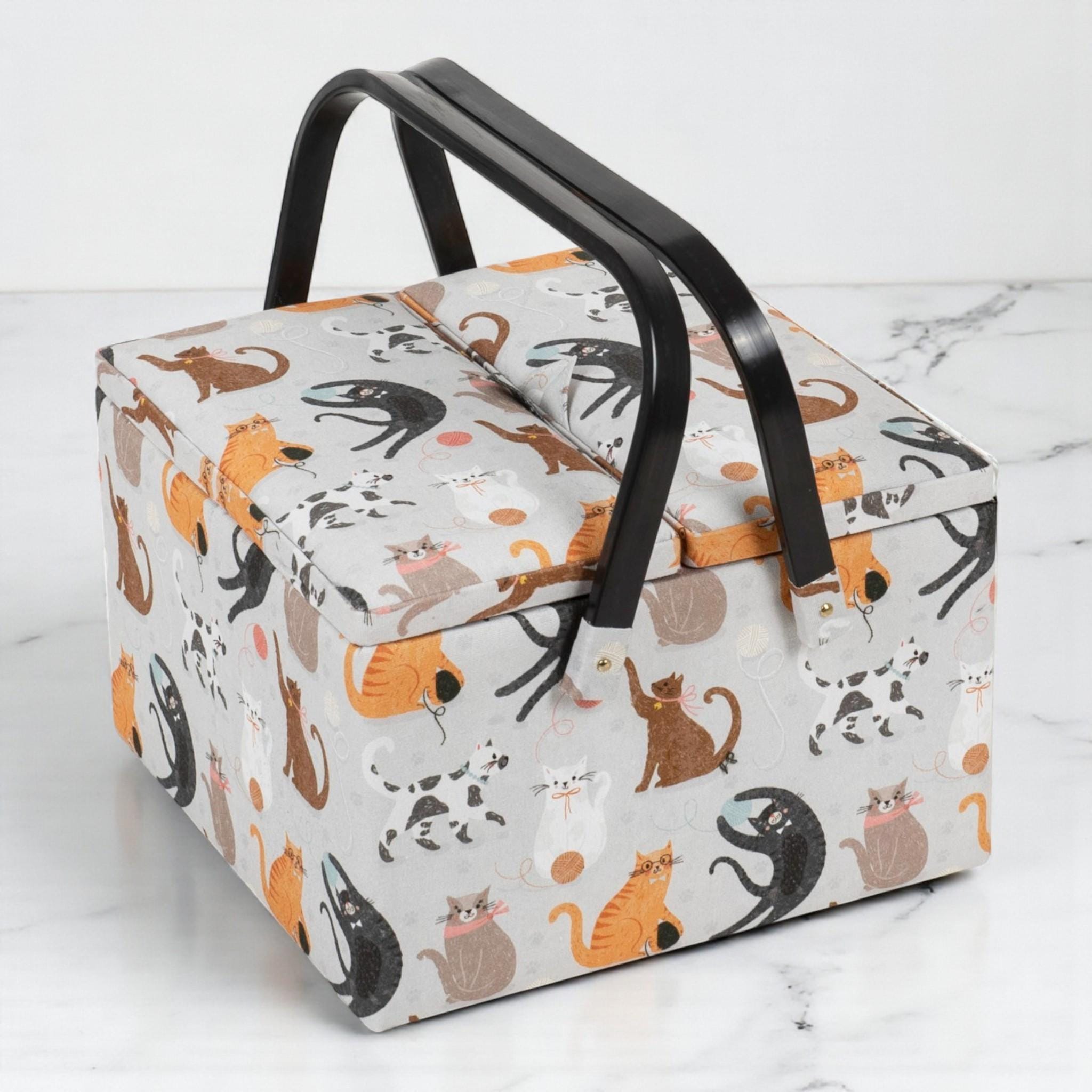 Large Cat Sewing Basket with Optional Sewing Kit