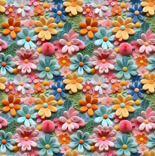 Crochet Hook Case – 6 Slots, 3D Effect Daisy Print, Handmade