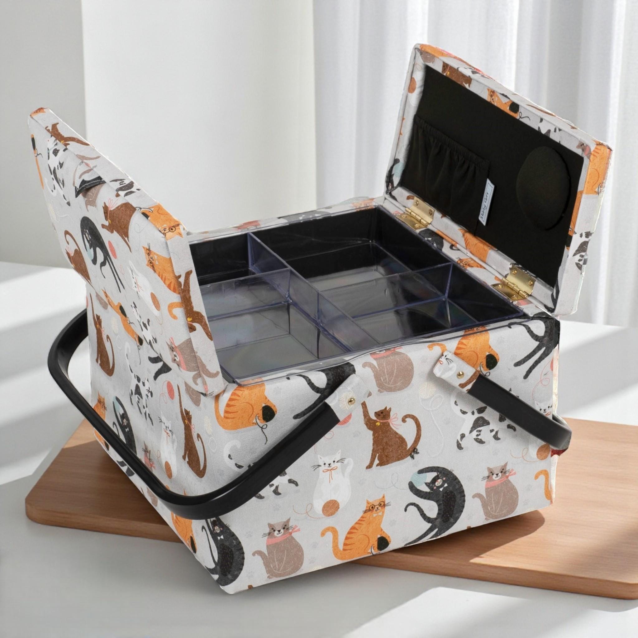 Large Cat Sewing Basket with Optional Sewing Kit