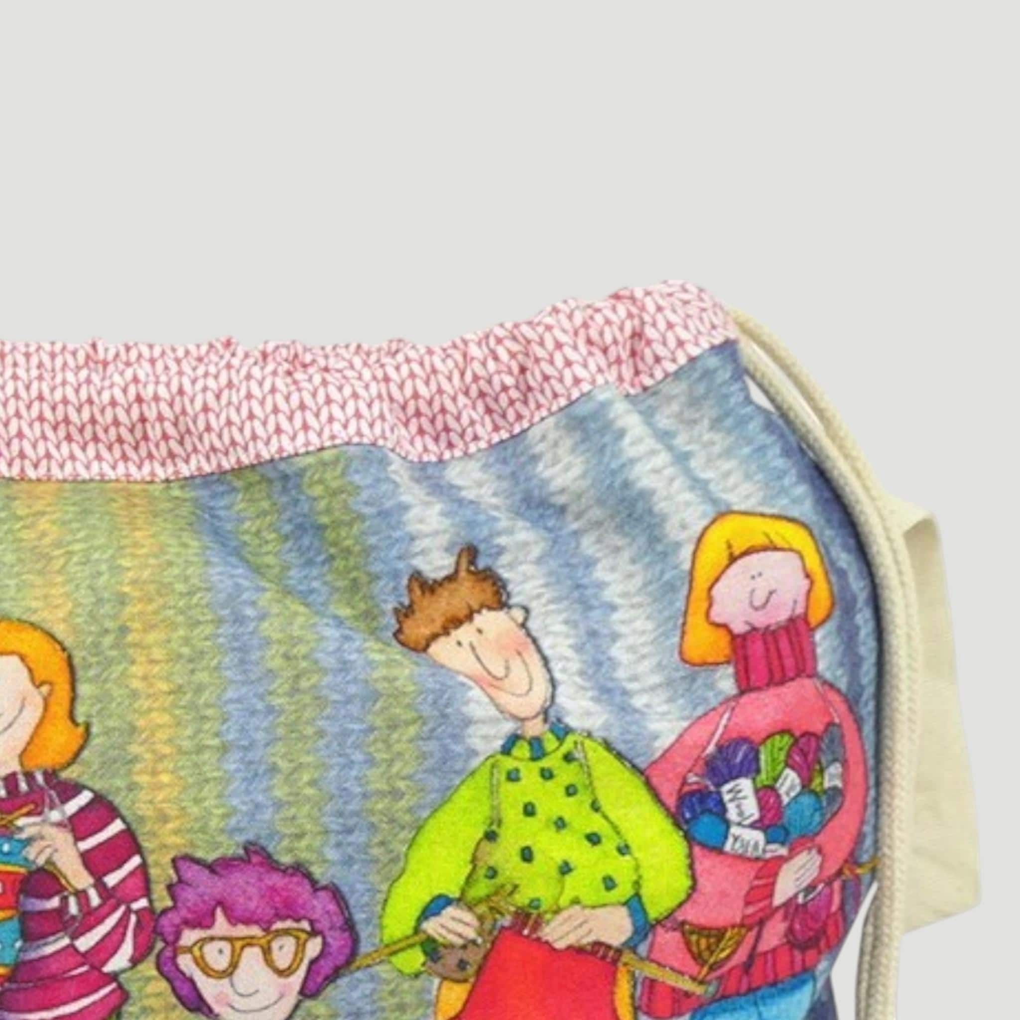 Emma Ball 'The Yarn Club' Drawstring Bag. Knitting & Crochet Yarn Storage.