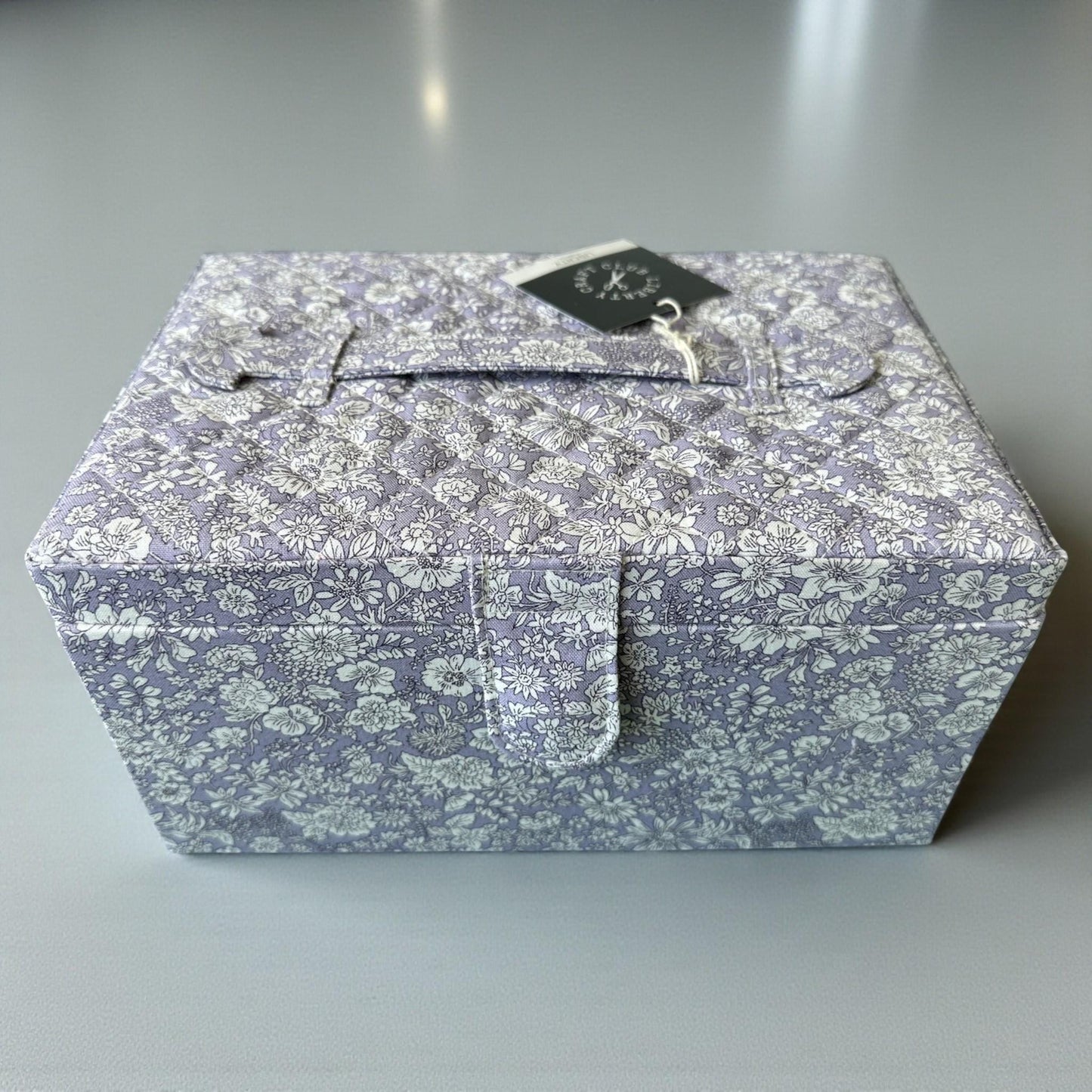 Liberty Sewing Box in Lilac & White Floral Cotton Print with Optional Sewing Kit Available