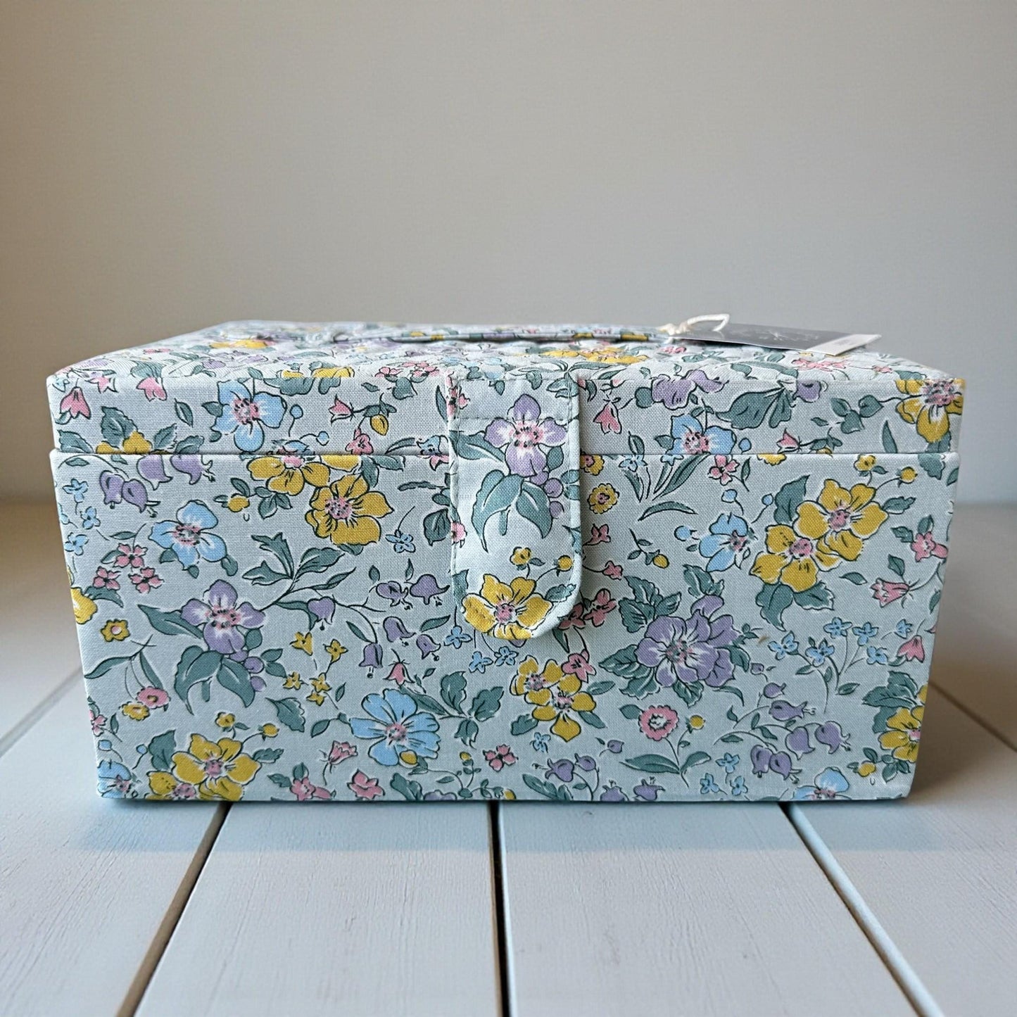 Liberty Floral Sewing Box with Quilted Lid and Optional Accessory Kit