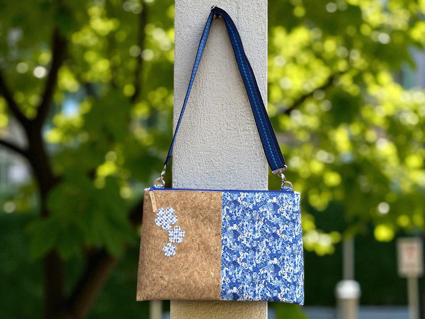 Liberty Laptop Bag with Shoulder Strap. Cork & Liberty Cotton Design. Padded