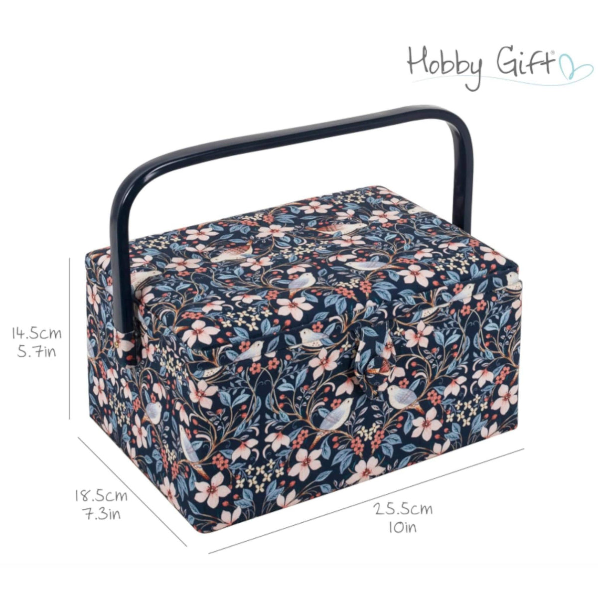 Blossom Birds Medium Sewing Box – Floral Cotton Sewing Storage