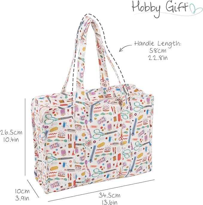 All-In-One Craft Project Bag. Sewing & Knitting Storage with Clear Inserts Haby Notions Fabric,