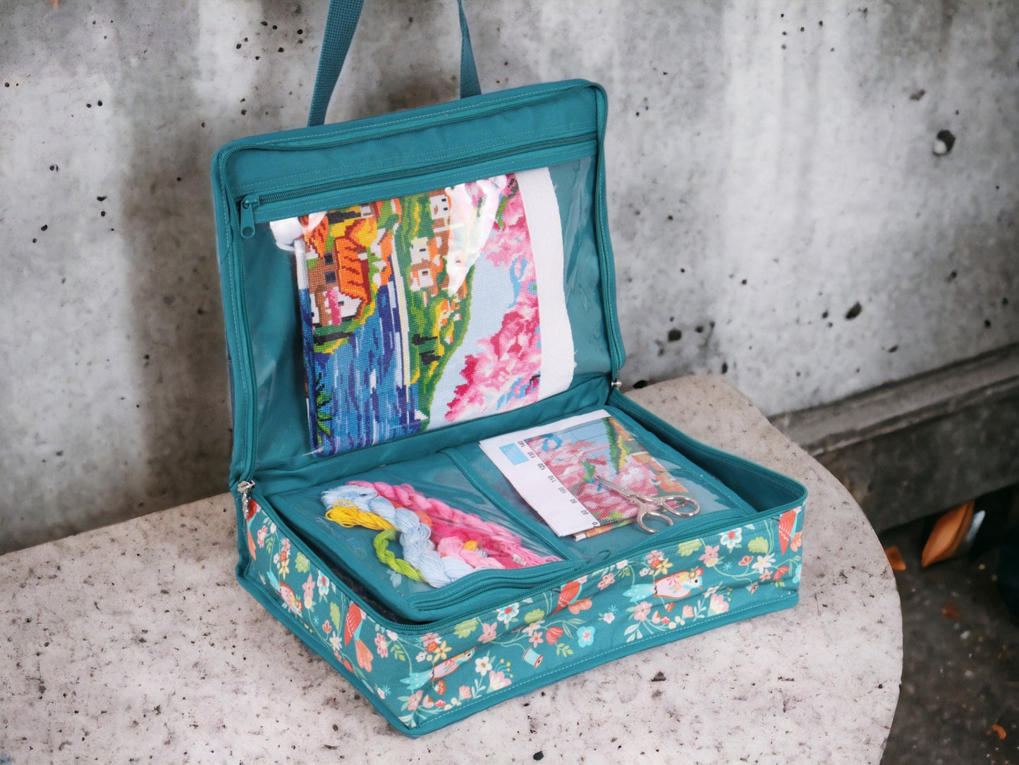 BIRD AVIARY CRAFT SET: Project Craft Bag, Project Pouch, Needle Case & Handy Tape Measure