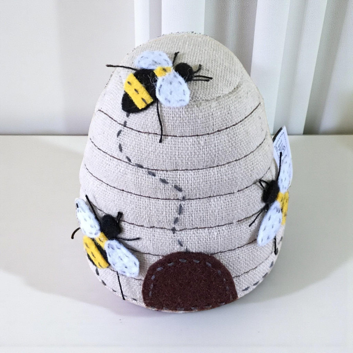 Bee Hive Pin Cushion with Bee Appliqué
