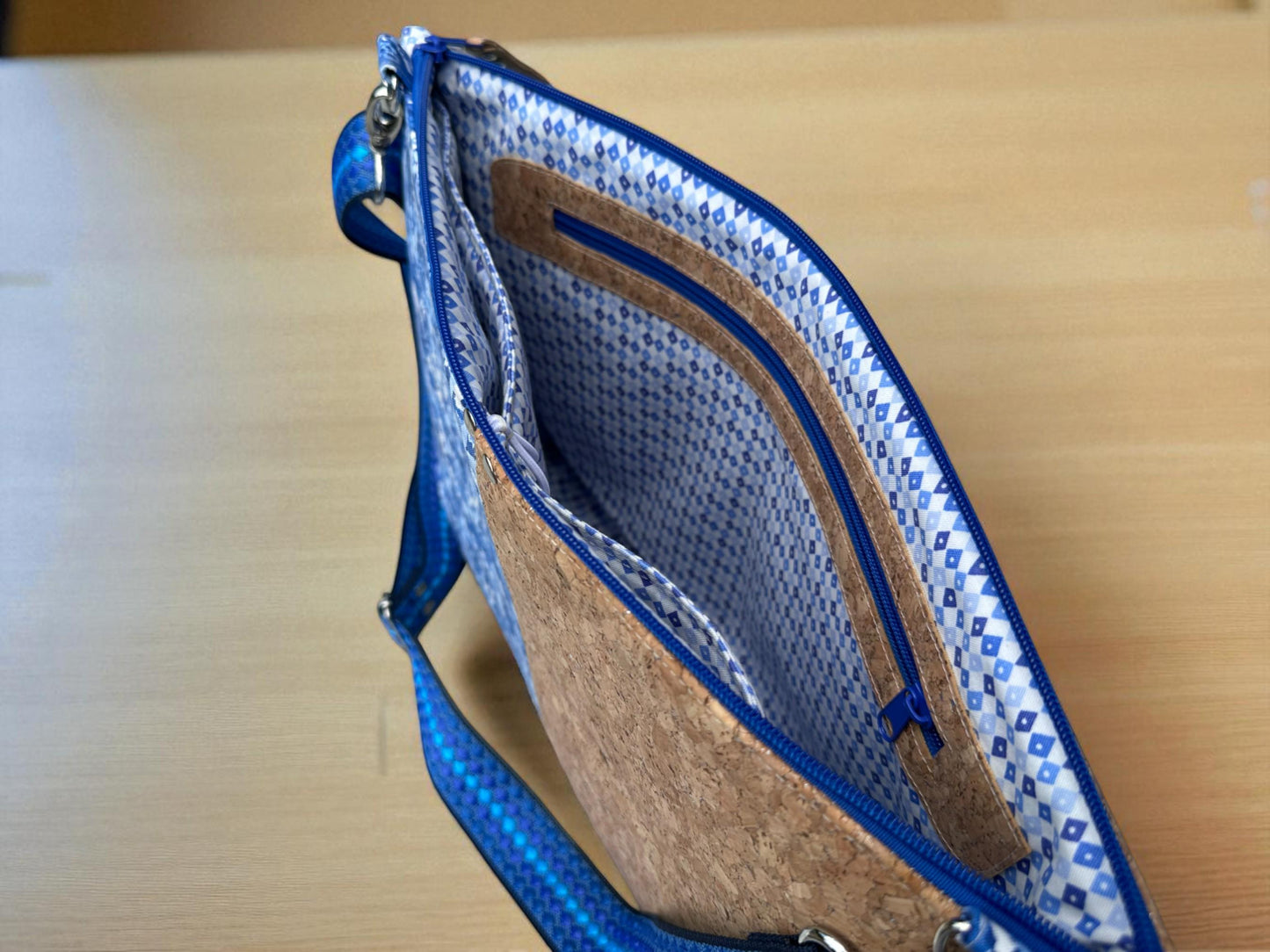 Liberty Laptop Bag with Shoulder Strap. Cork & Liberty Cotton Design. Padded