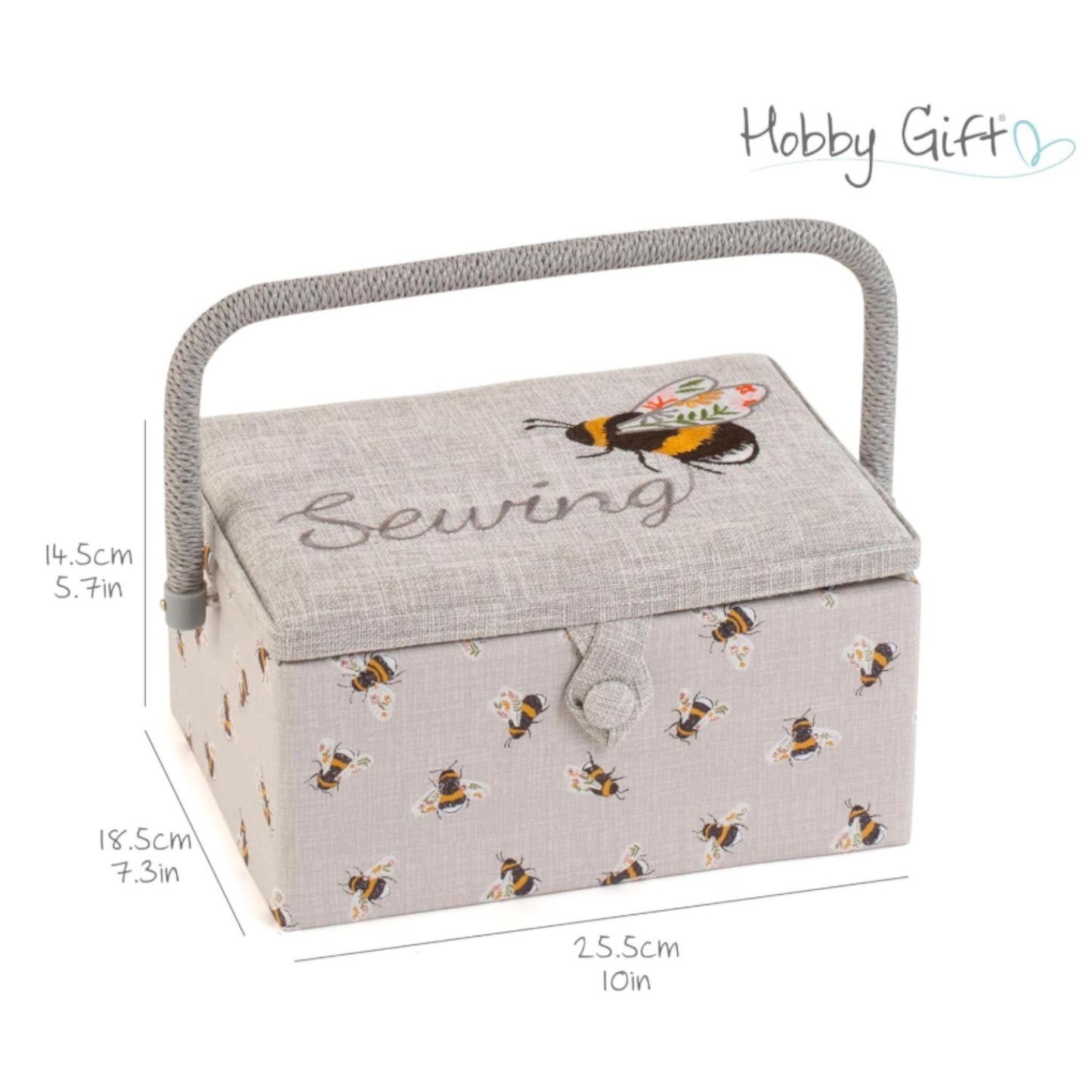 Sewing Bee Embroidered Sewing Basket Box. Optional Sewing Accessory Kit Available