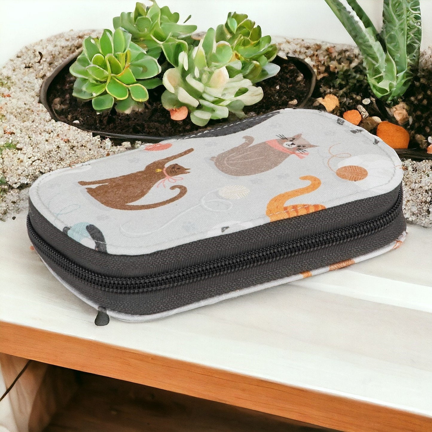 Cats Sewing Kit - Fun Cats Design with contents in a Zip Case